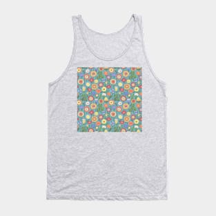 Bright color background of wildflowers doodles Tank Top